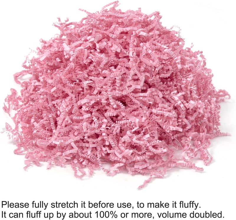Mefleet 1 LB Crinkle Cut Paper Shred Filler Light Pink Crinkle Shredded Paper for Gift Box - Gift Basket Bag Filler - Grass Cushion Stuffing for Valentine's Day, Birthday Packaging Wrapping - Image 5